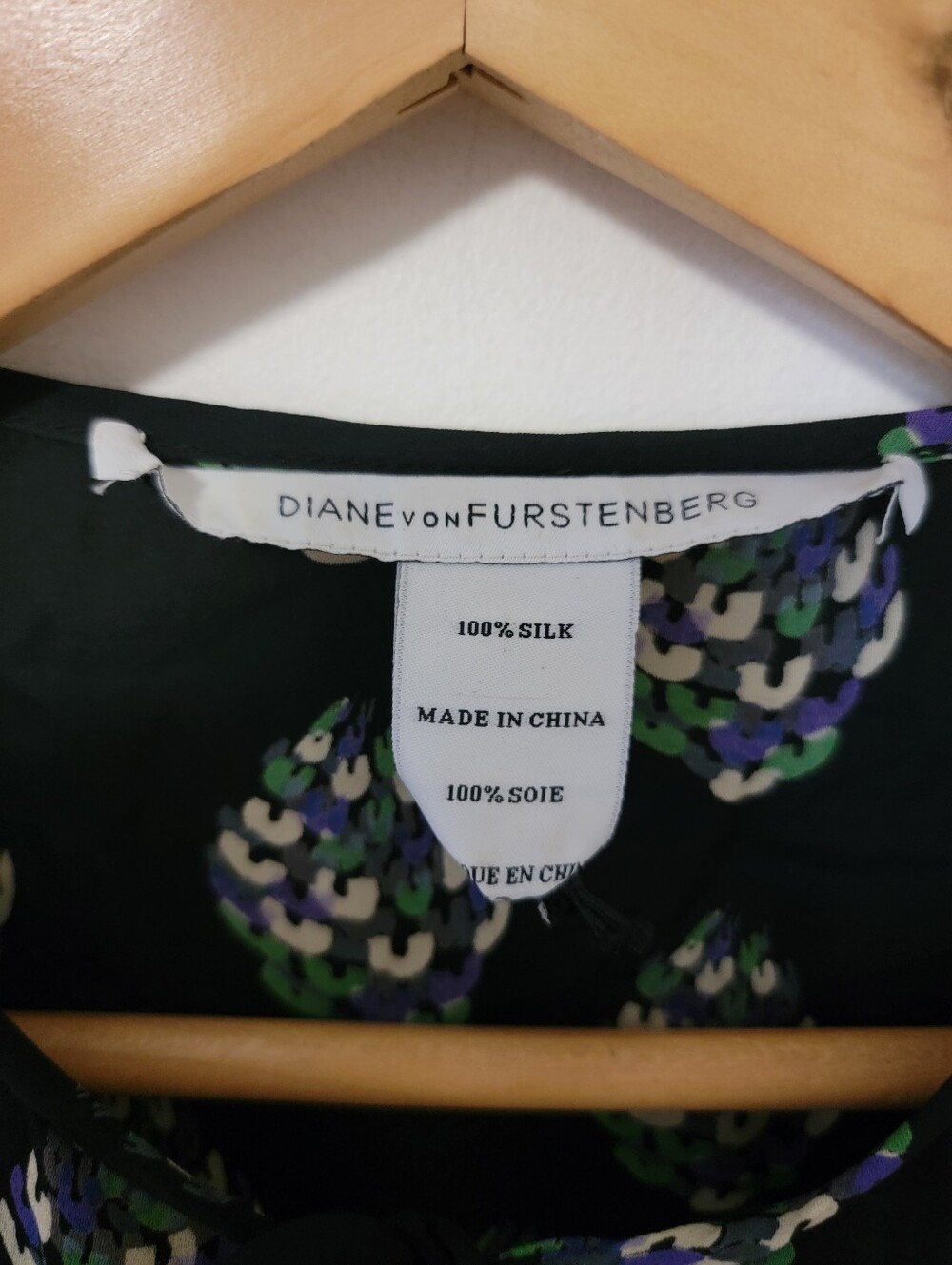 Diane Von Furstenberg Silk Black Floral Wrap Dress with Tie Neck - Picture 3 of 5